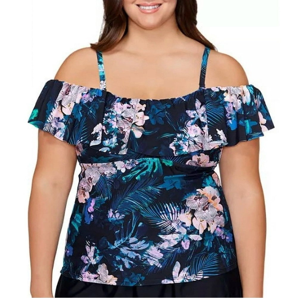 Island Escape Floral Off-Shoulder Swim Blouse